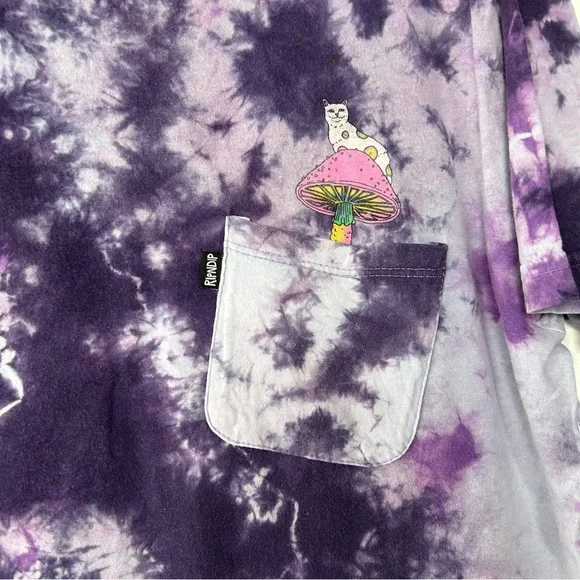 RIPNDIP Psychedelic Purple Acid Wash Pocket T-Shirt - Picture 5 of 9